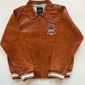 AVIREX LIMITED EDITION CROC PRINT LEATHER BOMBER JACKET